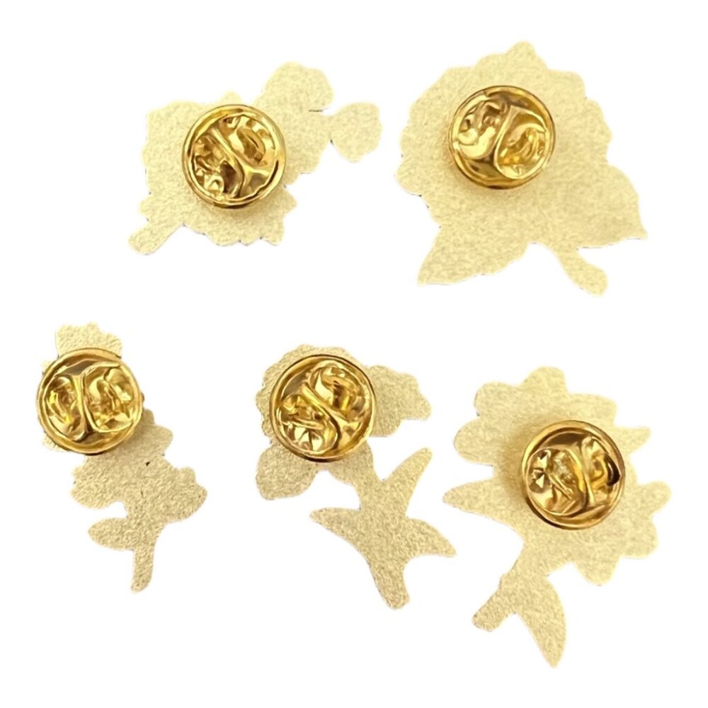 🧷💐🌺🌸🌷Flower Enamel Pins - BUNDLE OF 4 - Stunning Floral Enamel Pins On Gold Back - Picture 7 of 7